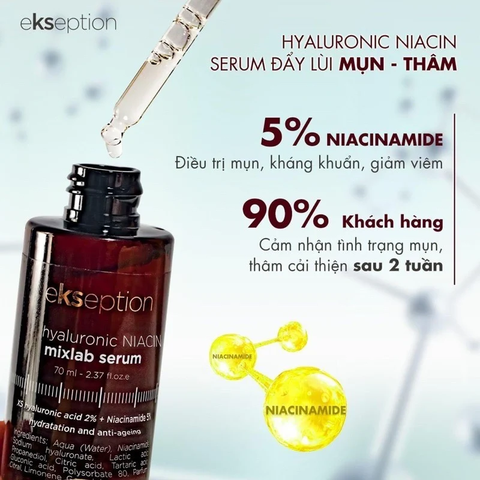 Tinh Chất Ekseption Hyaluronic Niacin Serum Niacinamide Giúp Giảm Mụn, Mờ Thâm 75ml