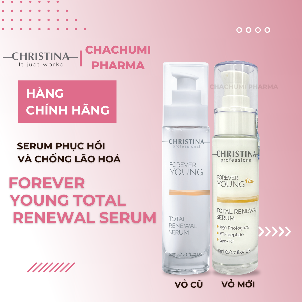 Serum Forever Young Total Renewal Christina Giúp Phục Hồi, Chống Lão Hóa, Da Căng Bóng 50ml