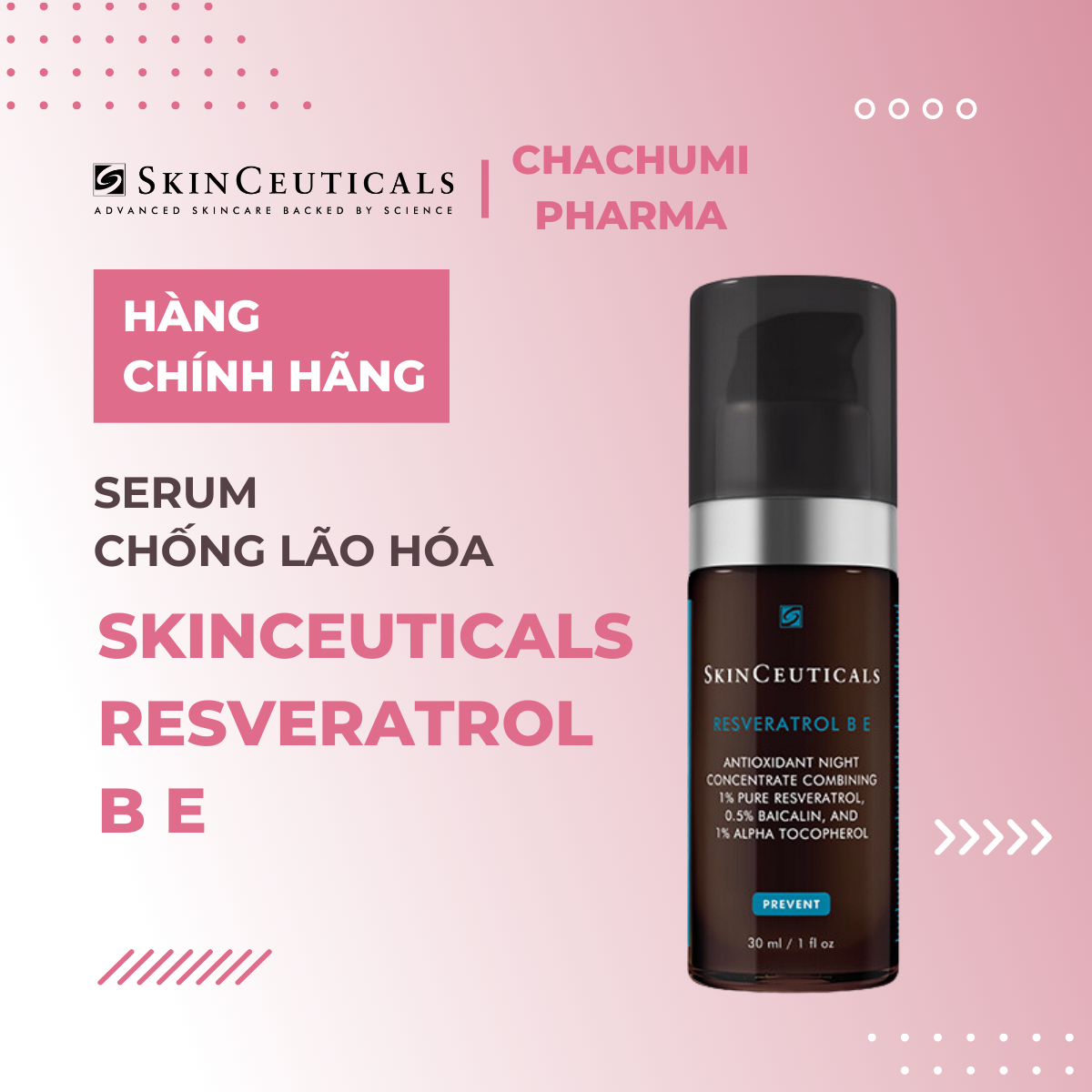 SkinCeuticals Resveratrol B E - Serum Chống Lão Hóa 30ml (Mỹ)