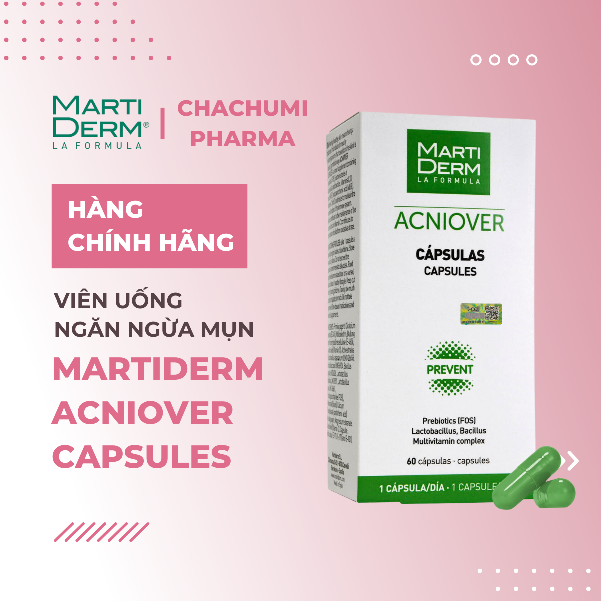 MartiDerm Acniover Capsules - Viên Uống Ngăn Ngừa Mụn (60 viên)