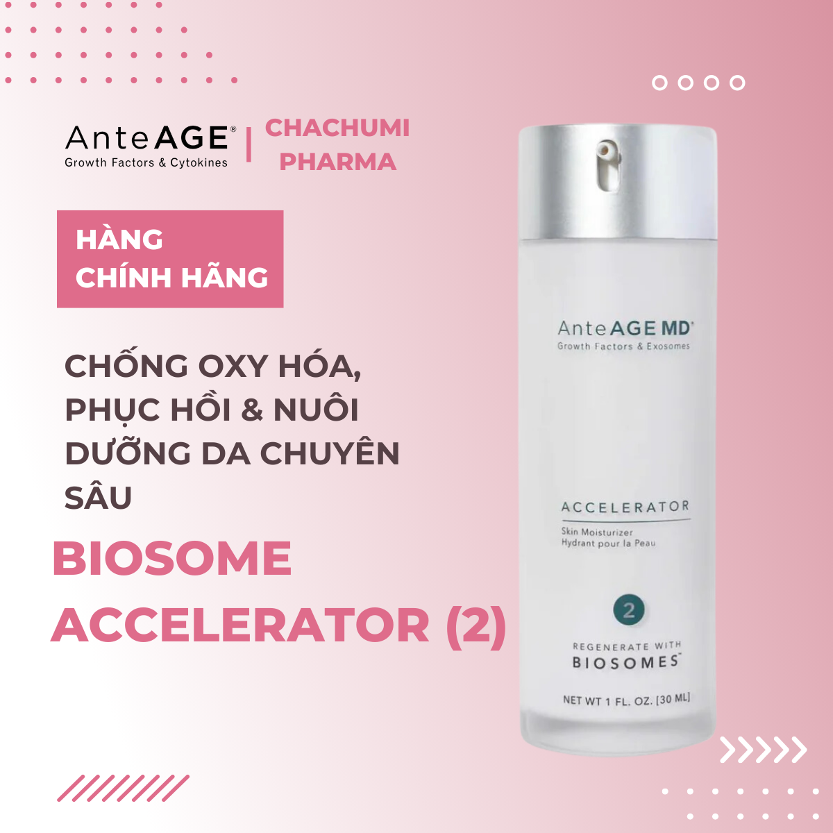 Bộ Đôi AnteAGE MD Biosome - MD Serum (1) & MD Accelerator (2) Chống Oxy Hóa, Phục Hồi & Nuôi Dưỡng Da Chuyên Sâu