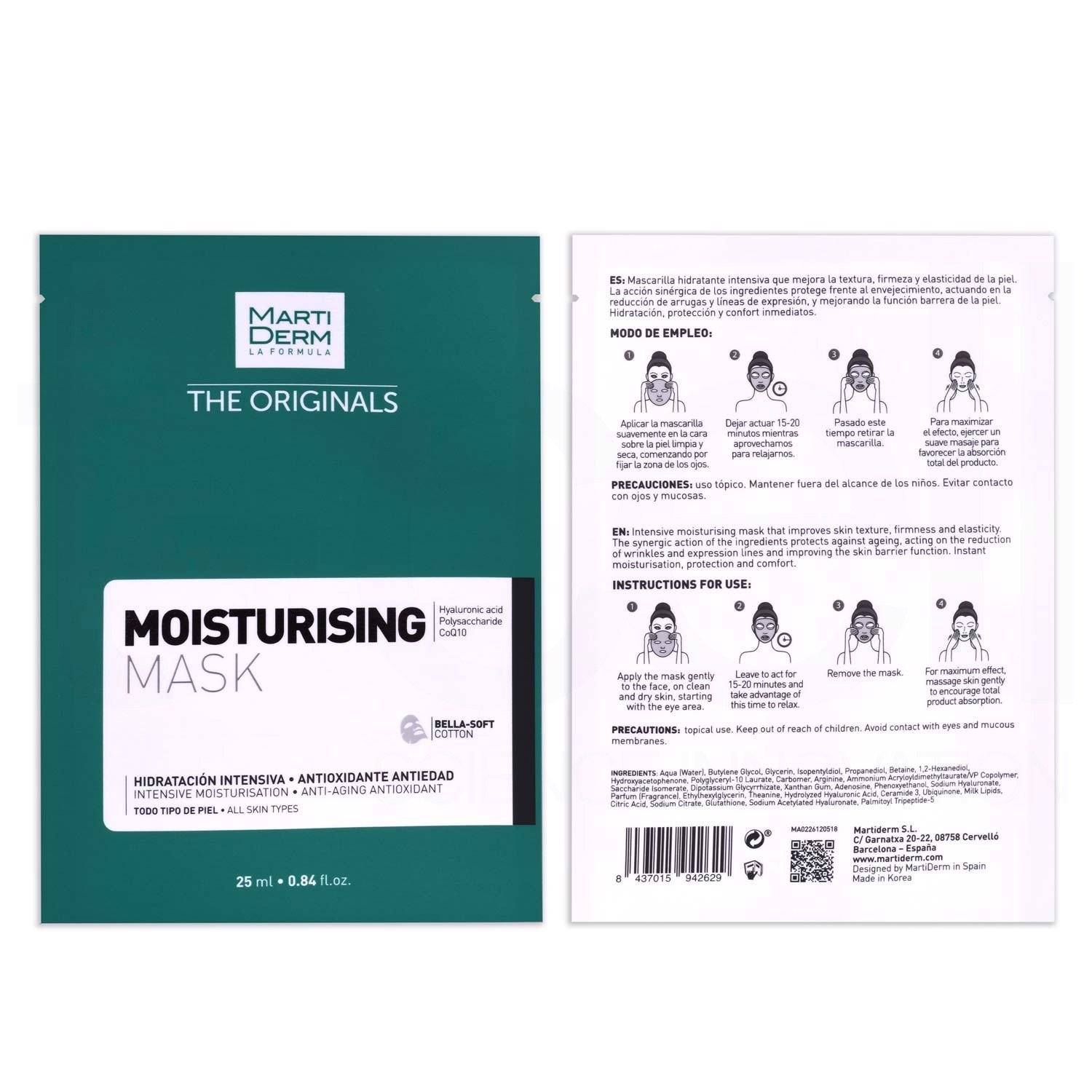 MartiDerm The Originals Moisturising Mask - Mặt nạ dưỡng ẩm da (25ml x 10 miếng)