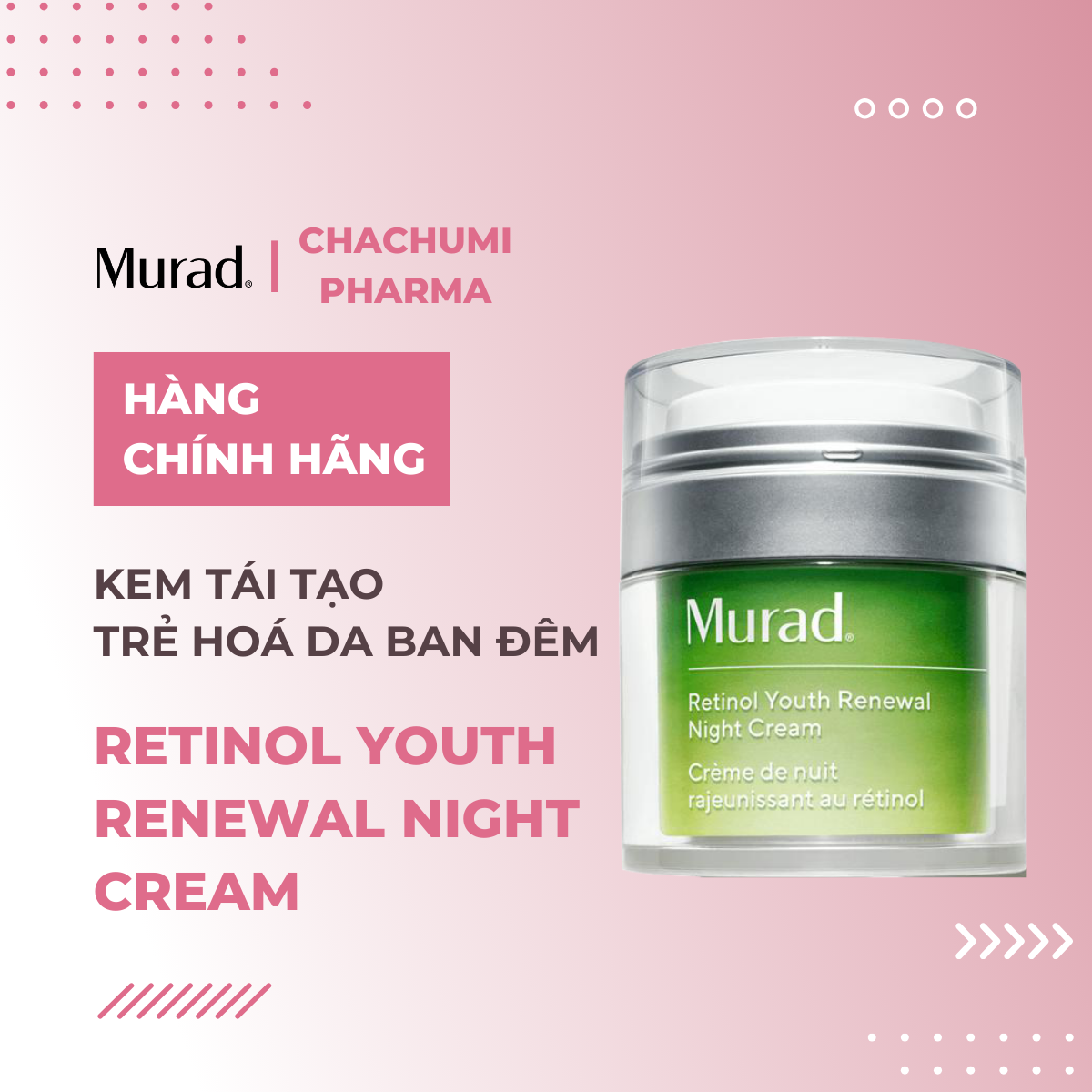 Murad Retinol Youth Renewal Night Cream  - Kem tái tạo trẻ hoá da ban đêm