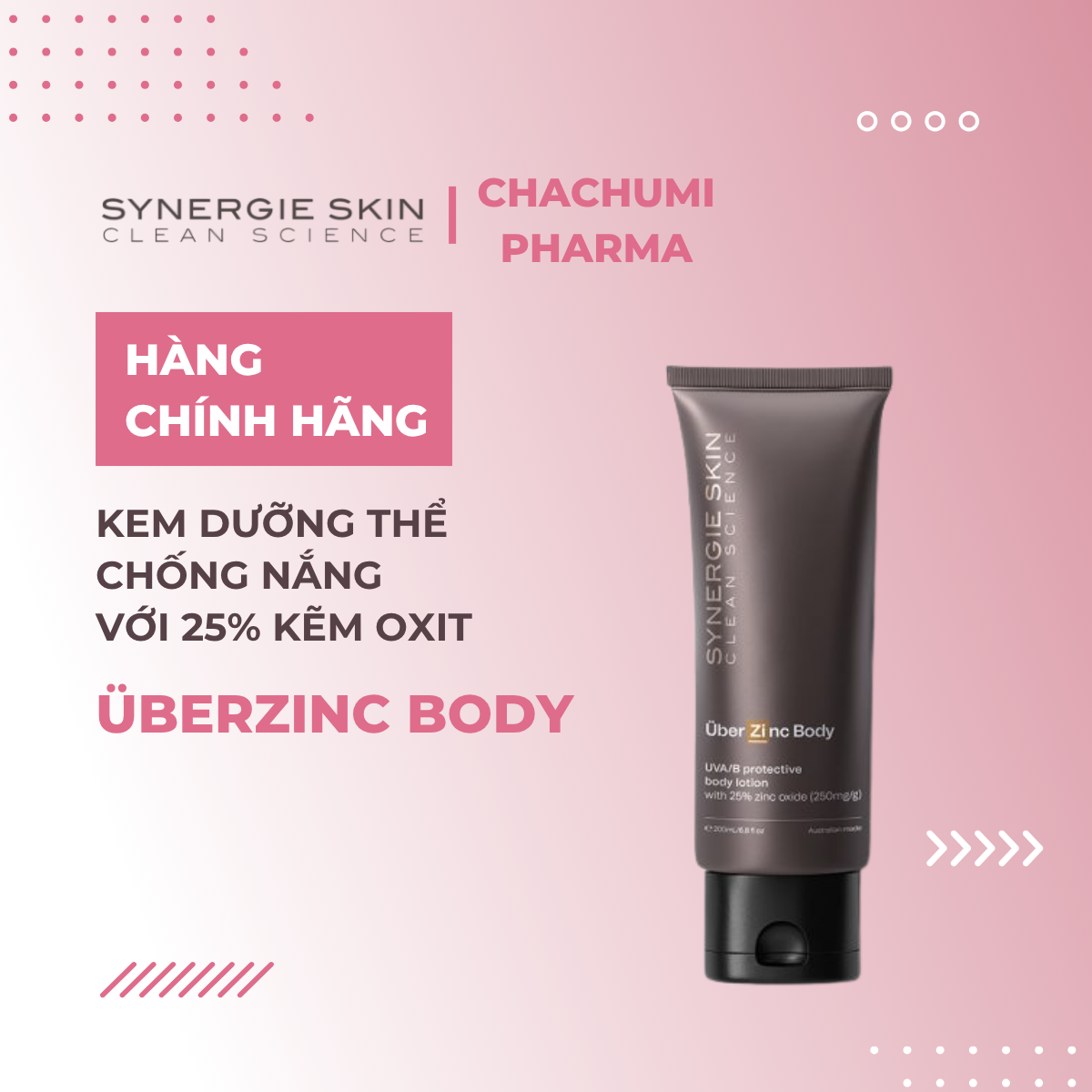 Synergie Skin ÜberZinc Body – Kem dưỡng phục hồi body Zinc Oxide 25%
