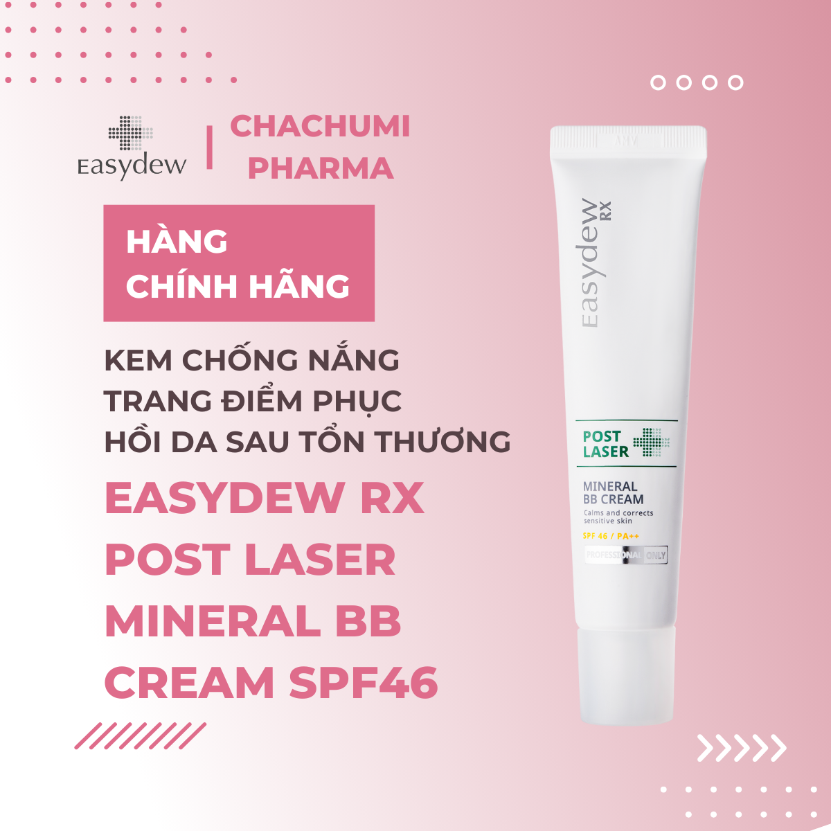 Easydew Rx Post Laser Mineral BB Cream SPF46 40ml - Kem Chống Nắng Trang Điểm Phục Hồi Da Sau Tổn Thương