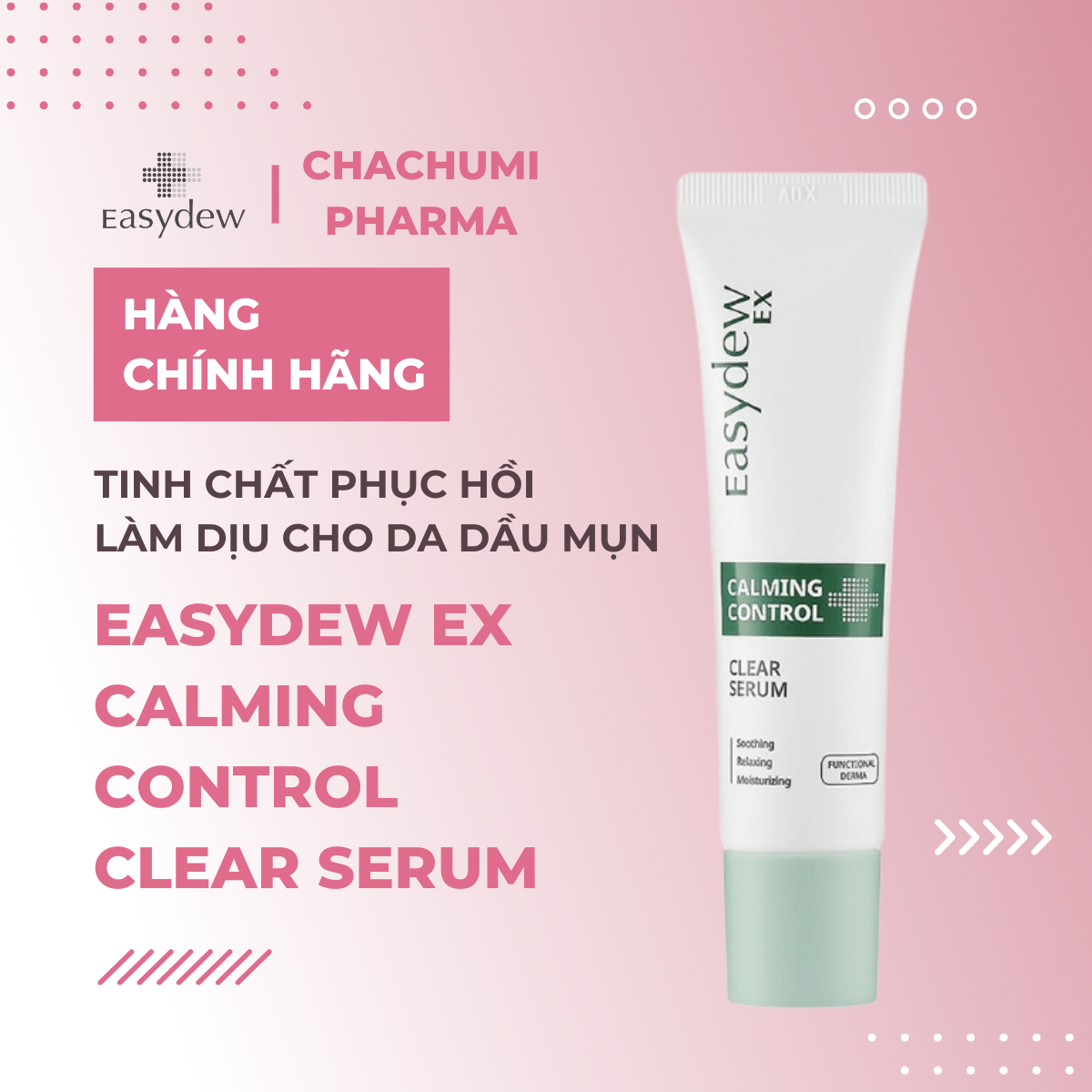 Easydew Ex Calming Control Clear Serum 30ml - Tinh chất phục hồi làm dịu cho da dầu mụn