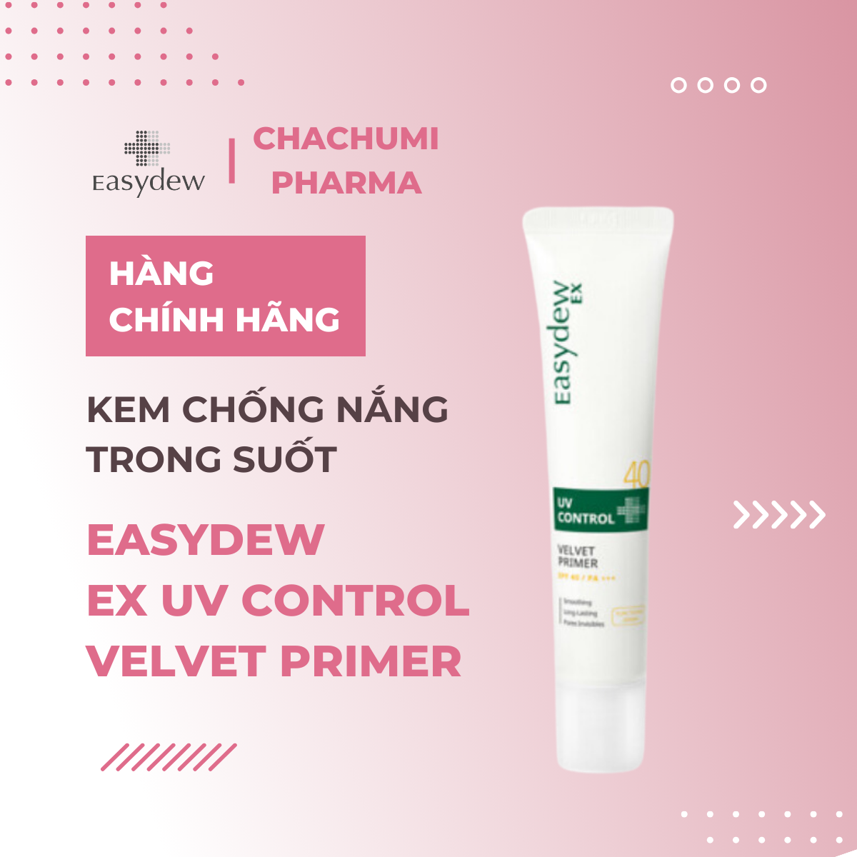 Easydew Ex Uv Control Velvet Primer - Kem chống nắng trong suốt