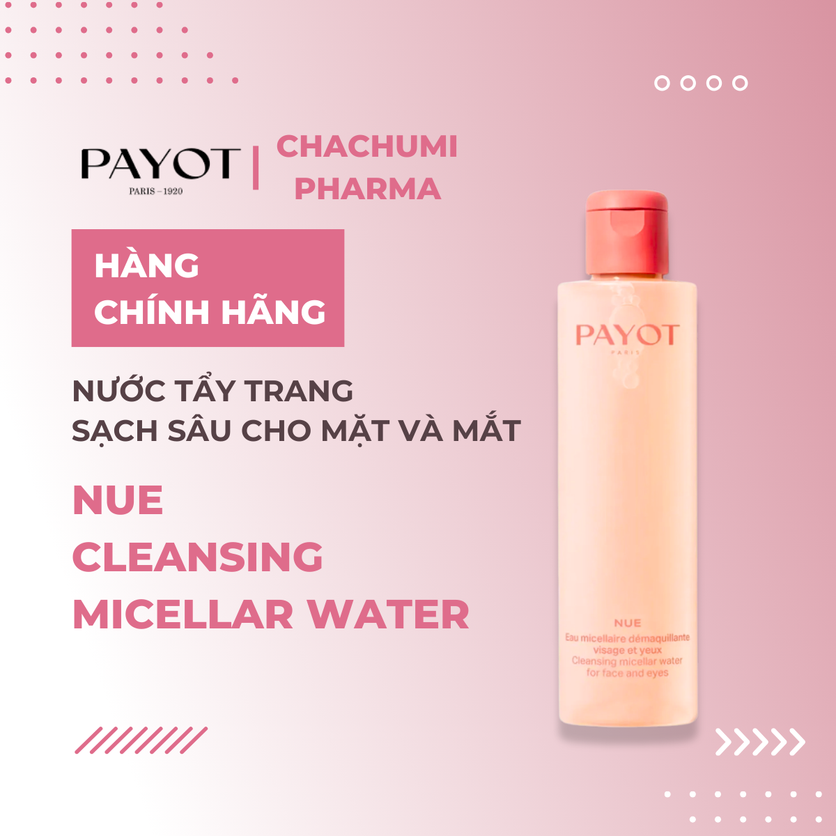 Nước tẩy trang PAYOT Nue Cleansing Micellar Water làm sạch sâu mặt và mắt 200ml