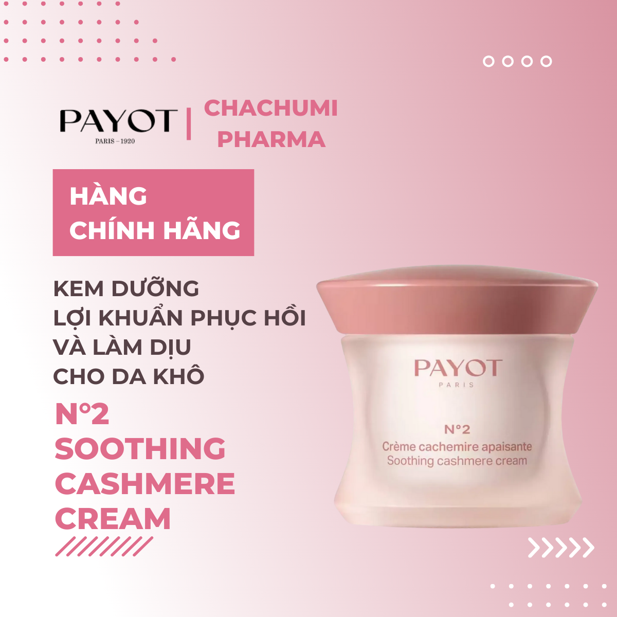 Kem dưỡng PAYOT N°2 Soothing Cashmere Cream lợi khuẩn làm dịu da khô 50ml