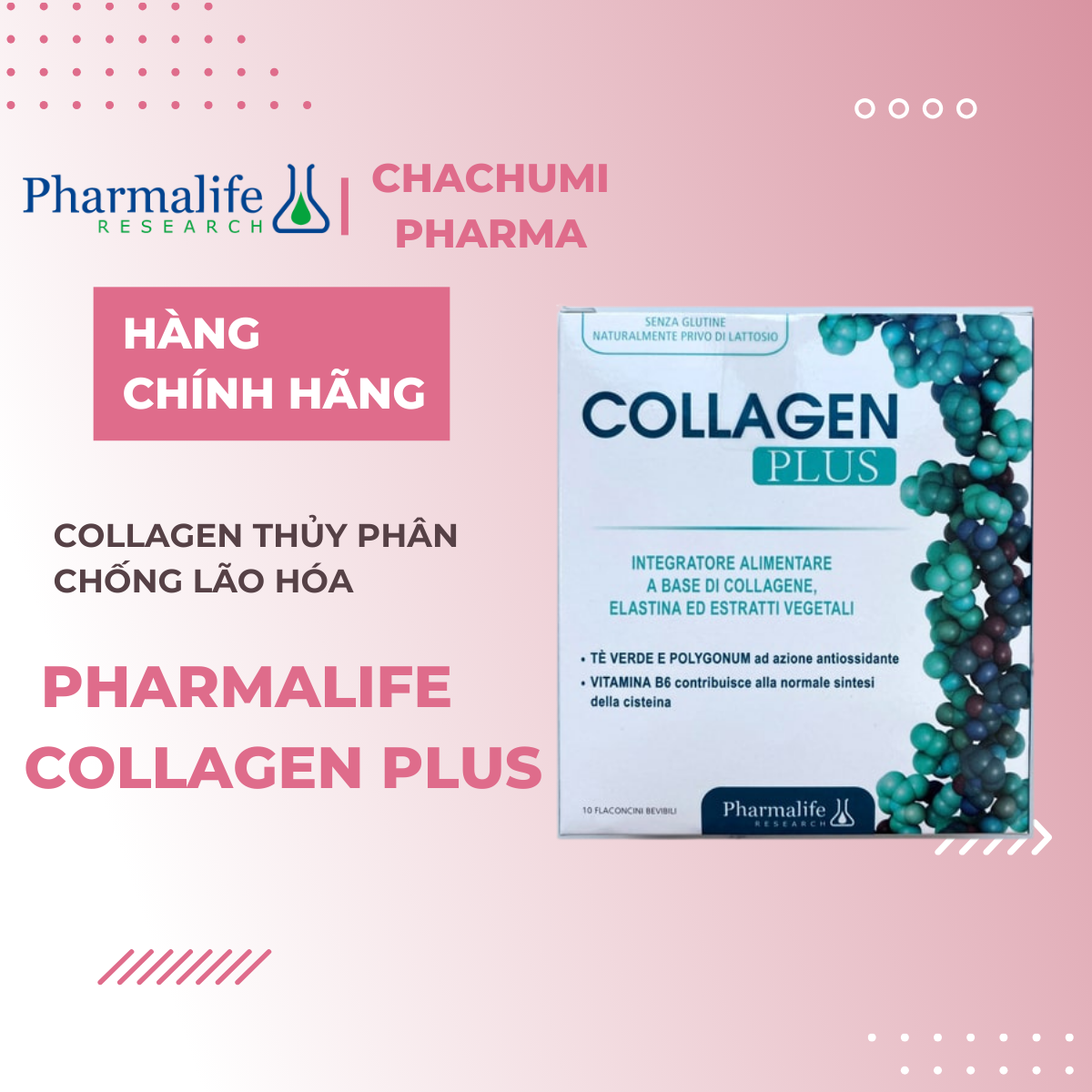 Pharmalife Collagen Plus - Collagen Thủy Phân Chống Lão Hóa - hộp 10 ống