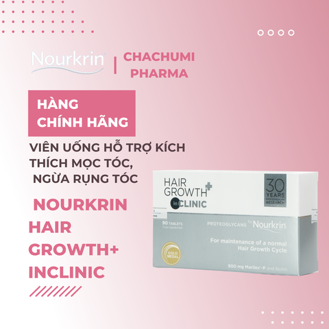 Nourkrin Hair Growth+ inCLINIC - Viên Uống Hỗ Trợ Kích Thích Mọc Tóc, Ngăn Ngừa Tình Trạng Rụng Tóc - 90 Viên