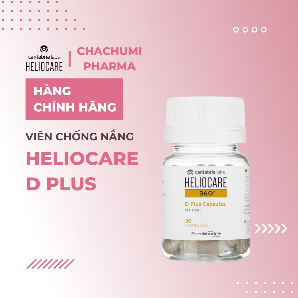 Heliocare 360 D Plus - Viên chống nắng nội sinh lọ 30 viên