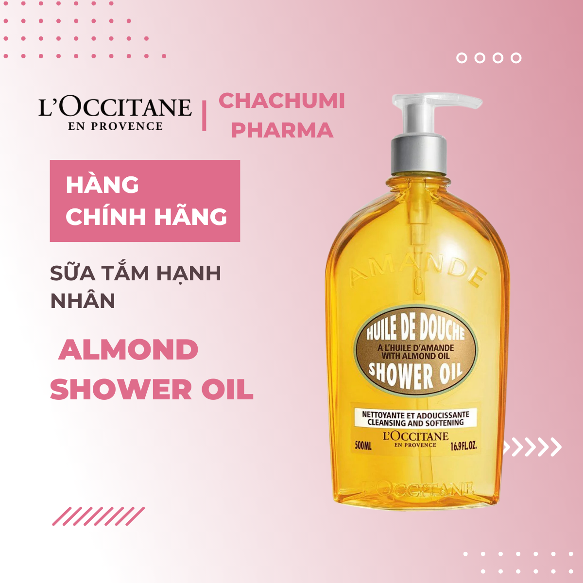 Sữa tắm Hạnh Nhân L'Occitane Almond Shower Oil 500ml (Dầu tắm)