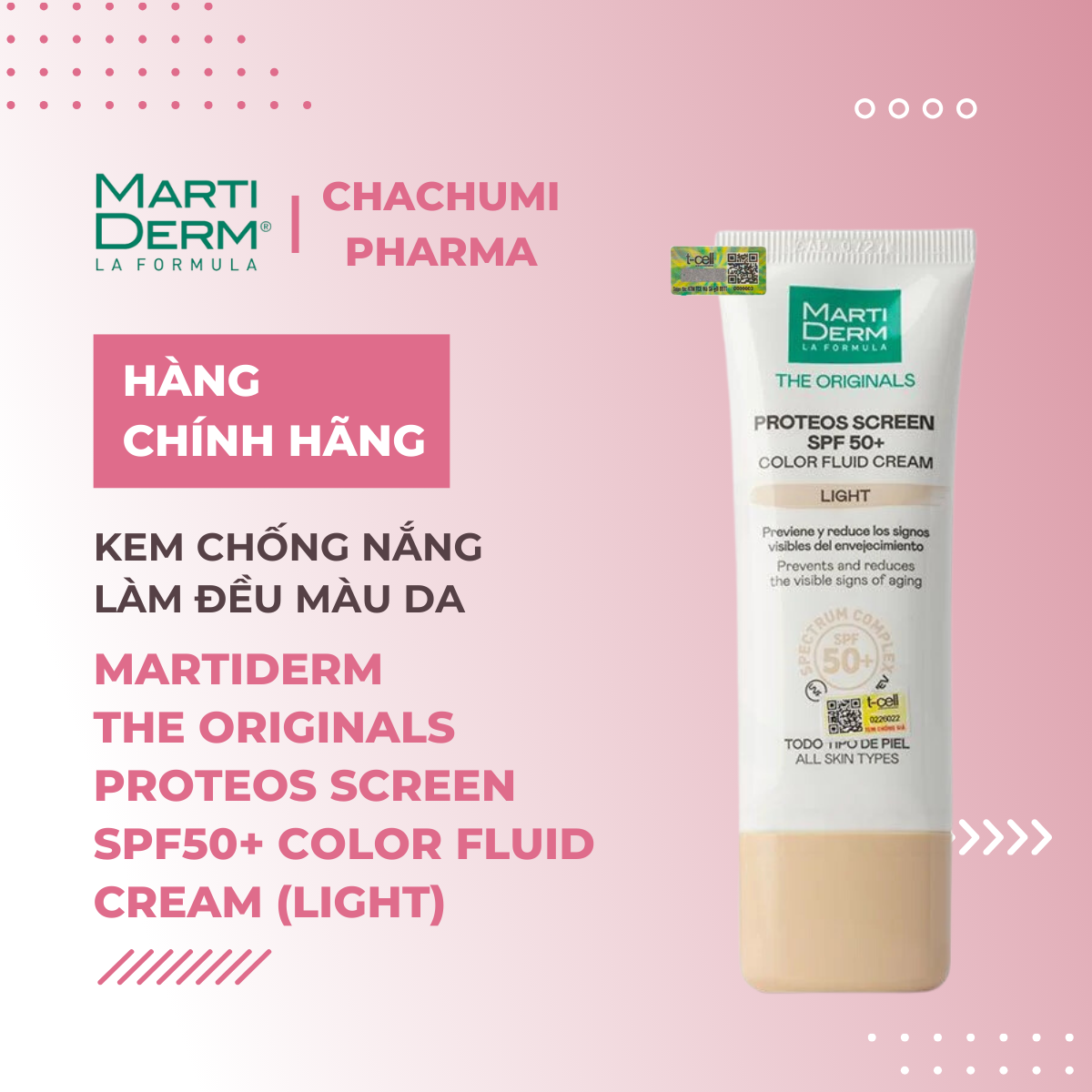 MartiDerm The Originals Proteos Screen SPF50+ Fluid Cream - Kem chống nắng phổ rộng 40ml
