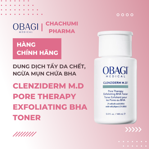 Obagi BHA 2% Clenziderm MD Pore Therapy 148ml - Dung Dịch Tẩy Da Chết, Ngừa Mụn Chứa BHA