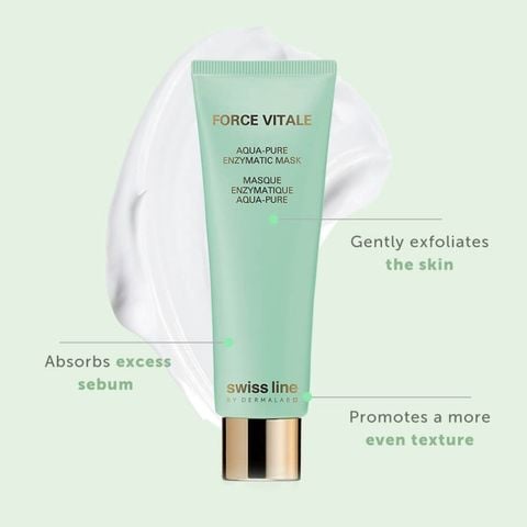 Swissline Force Vitale Aqua-Pure Enzymatic Mask - Mặt nạ giải độc tinh khiết da, hút sạch dầu nhờn, se khít chân lông, kháng viêm điều trị mụn