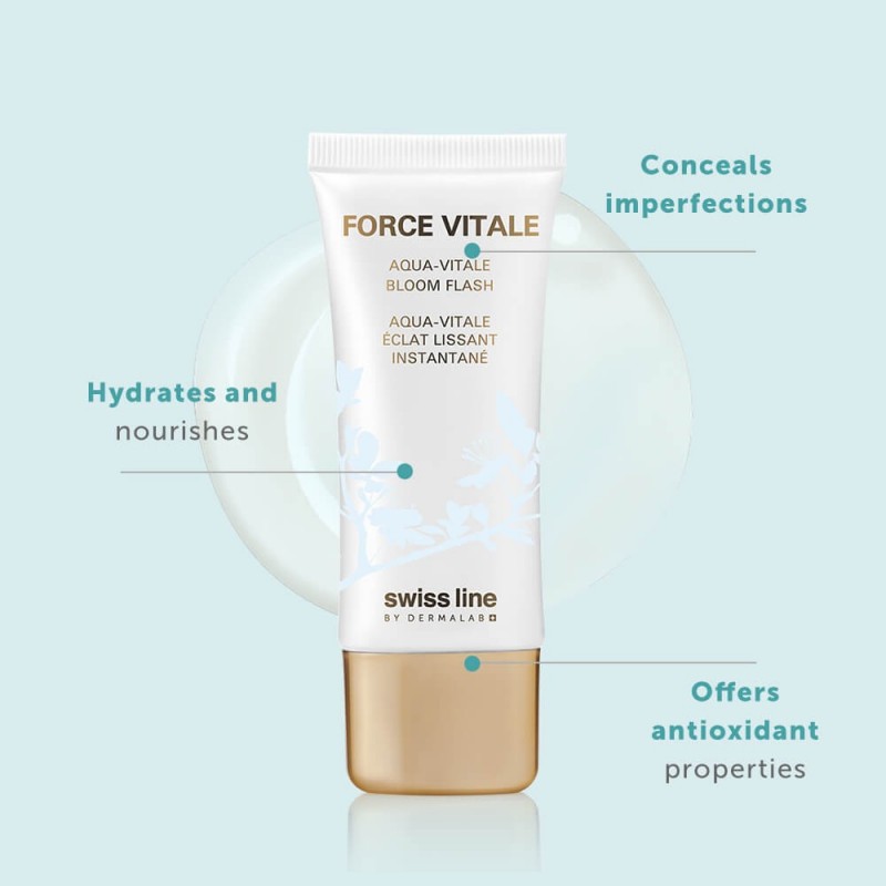 Swissline Force Vitale Aqua-Vitale Bloom Flash - Kem sinh học đa chức năng nuôi dưỡng, bảo vệ da và tạo lớp nền make up tươi sáng, hiệu chỉnh màu da hoàn hảo