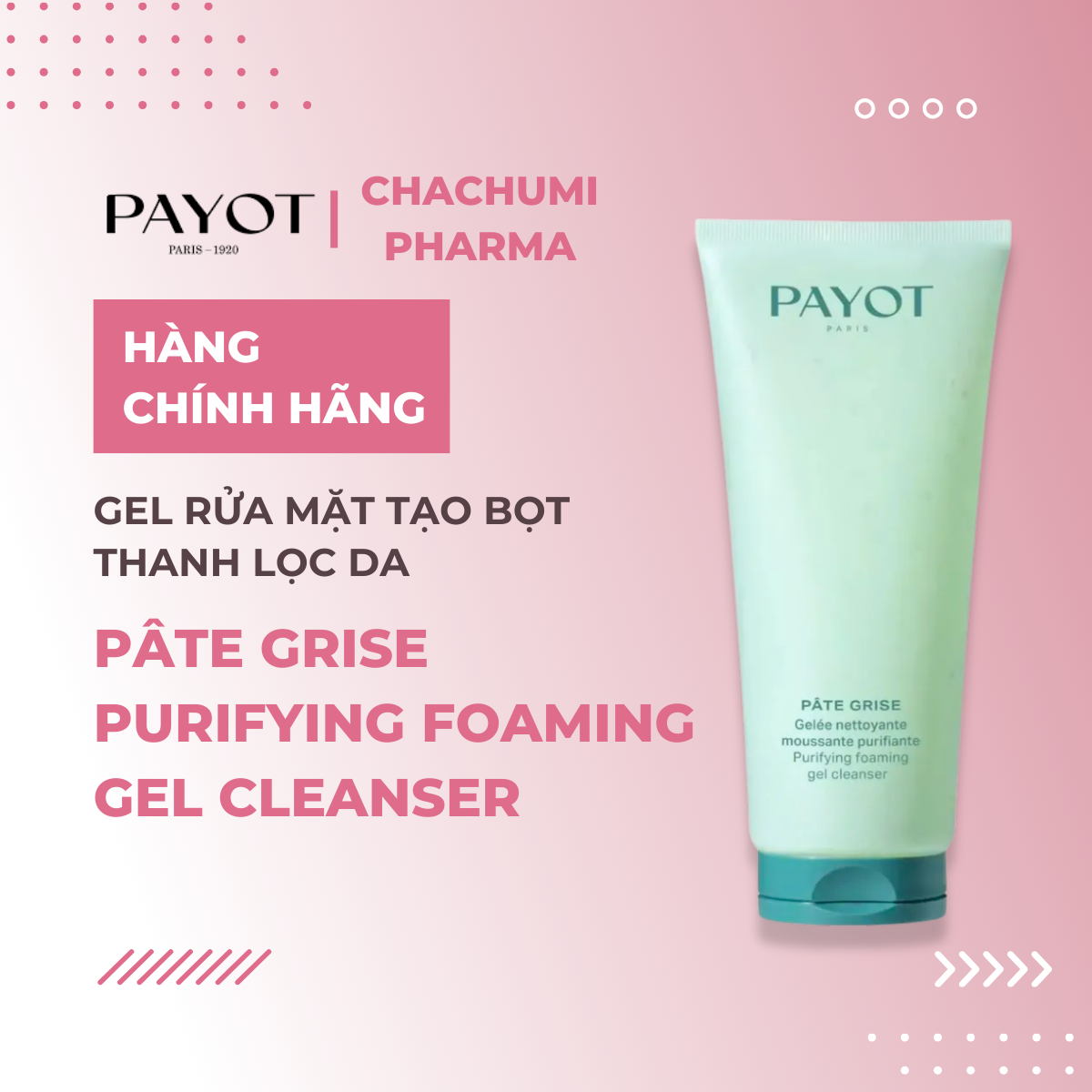 Gel rửa mặt tạo bọt PAYOT Pâte Grise Purifying Foaming Gel Cleanser làm sạch kiểm soát dầu 200ml