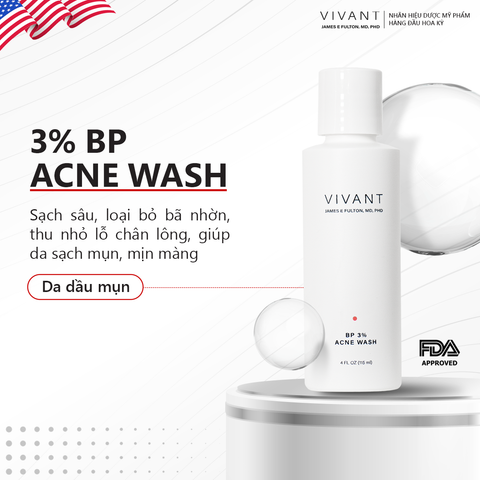 Vivant Skincare Bp 3% Acne Wash 118ml - Sữa rửa mặt kháng khuẩn