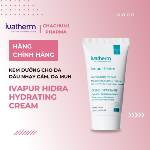 Kem dưỡng ẩm Ivatherm Ivapur Hidra Hydrating cho da dầu nhạy cảm, da mụn 40ml