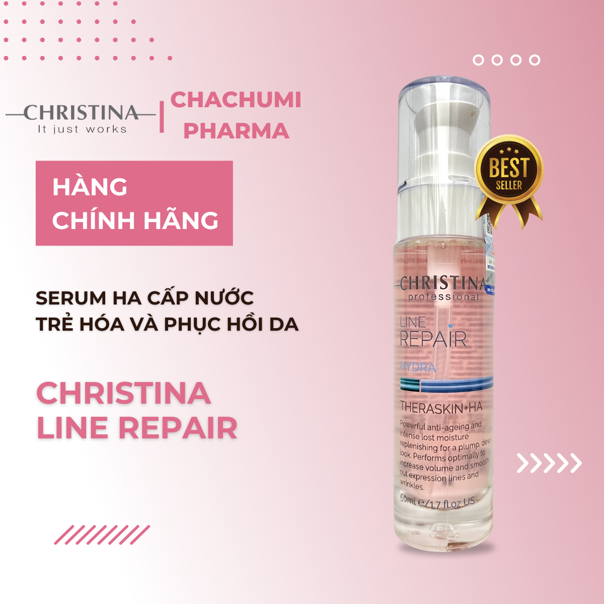 Christina Line Repair Theraskin+HA Concentrate - Serum Cấp Nước Trẻ Hóa Và Phục Hồi Da