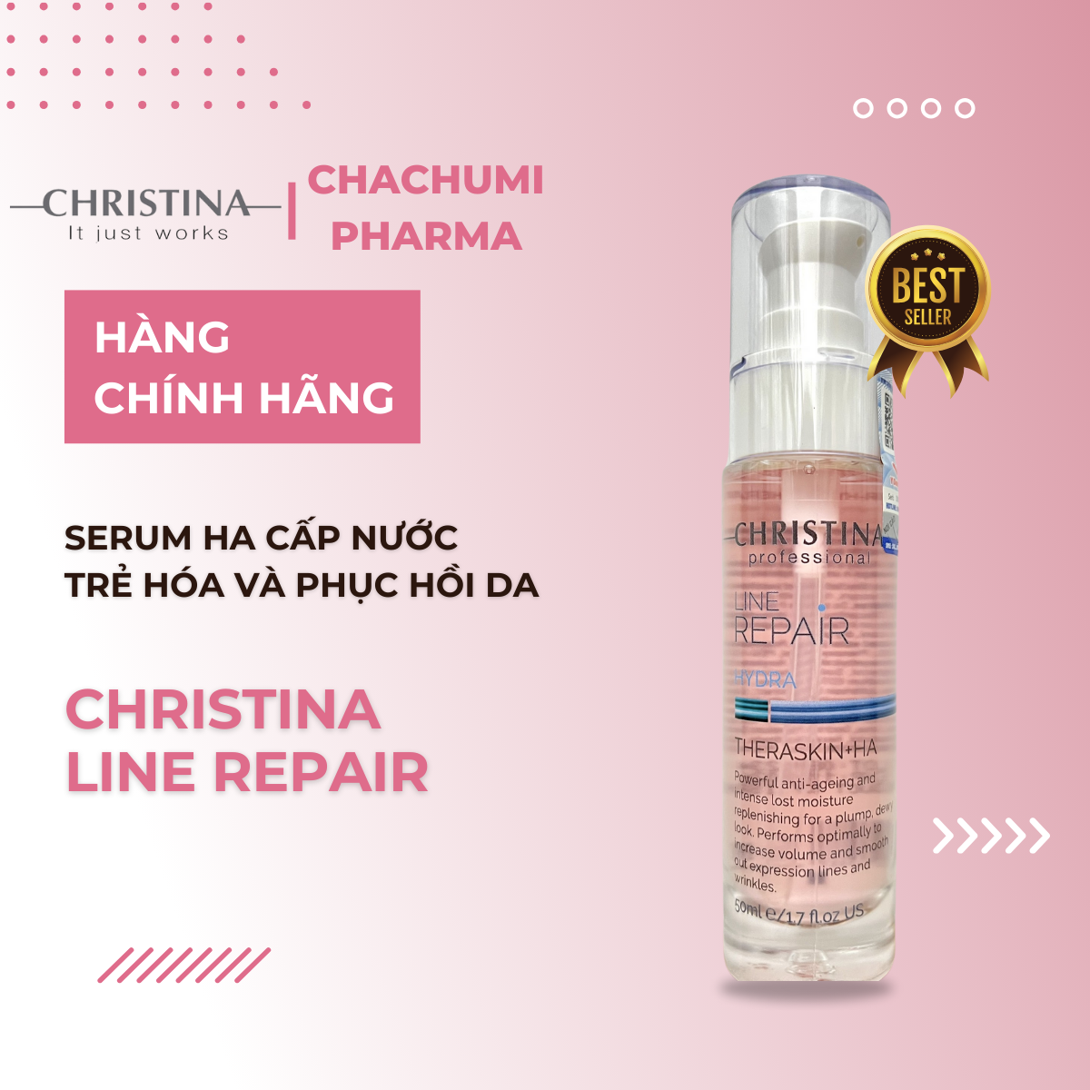 Christina Line Repair Theraskin+HA Concentrate - Serum Cấp Nước Trẻ Hóa Và Phục Hồi Da