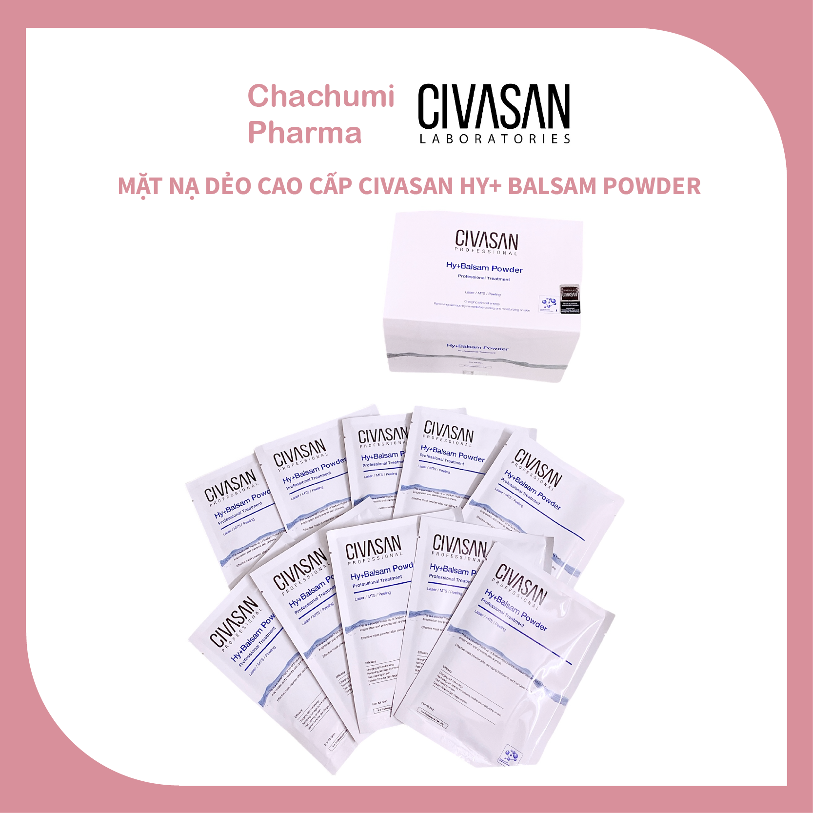 CIVASAN Balsam Powder - Mặt nạ căng bóng nâng tone dưỡng da phục hồi sau peel phi kim laser (60g x 1 gói)