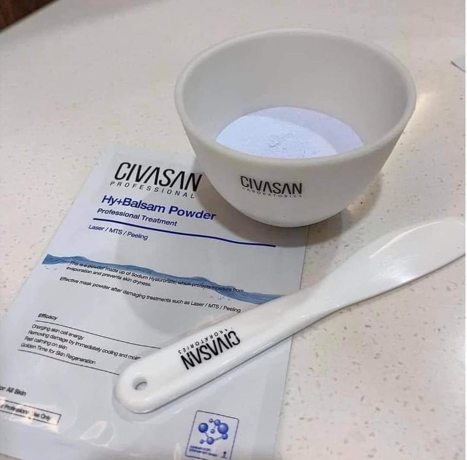 CIVASAN Balsam Powder - Mặt nạ căng bóng nâng tone dưỡng da phục hồi sau peel phi kim laser (60g x 1 gói)