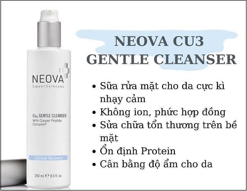 Neova Cu3 Gentle Cleanser - Sửa Rửa Mặt Làm Dịu Da Dị Ứng Mẫn Đỏ