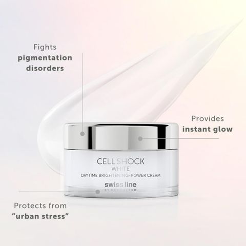 Swissline Cell Shock White Daytime Brightening Power Cream - Kem trắng sáng da ban ngày, hiệu chỉnh phản chiếu quang học, chống ô nhiễm & các rối loạn sắc tố da