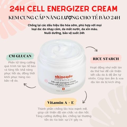 Skincode 24h Cell Energizer Cream -  Kem tế bào cung cấp năng lượng & dưỡng ẩm da 24h