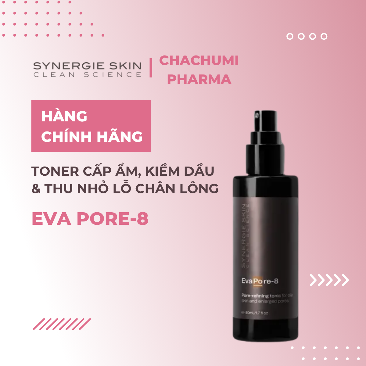 Synergie Skin EvaPore-8 Toner kiềm dầu, se khít lỗ chân lông 50ml