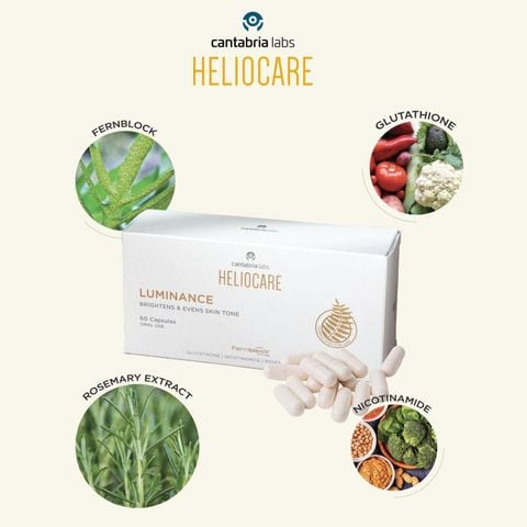 Viên Uống Sáng Da, Hỗ Trợ Mờ Nám, Giảm sắc Tố Heliocare Luminance Brightening & Even Skin Tone 60 Viên
