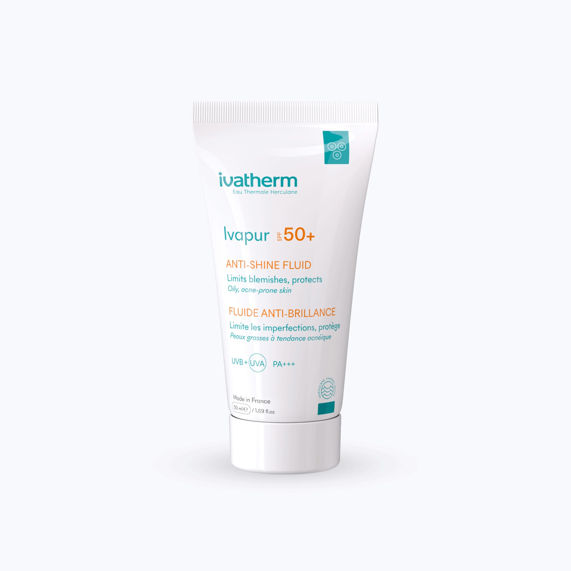 Ivatherm IVAPUR Anti-Shine Fluid - Kem chống nắng kiềm dầu SPF50+ 50ml