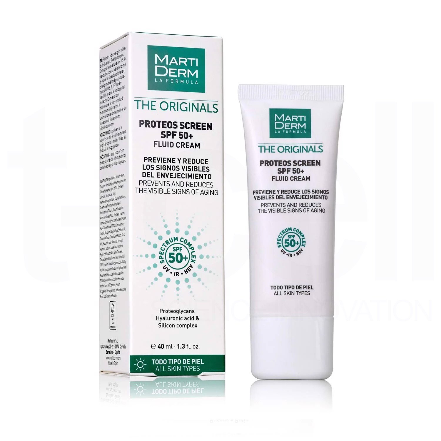 MartiDerm The Originals Proteos Screen SPF50+ Fluid Cream - Kem chống nắng phổ rộng 40ml