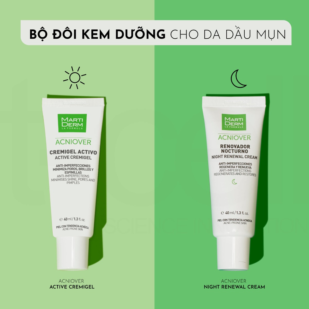 MartiDerm Acniover Active Cremigel - Kem Dưỡng Giảm Nhờn, Mụn & Se Lỗ Chân Lông (40ml)