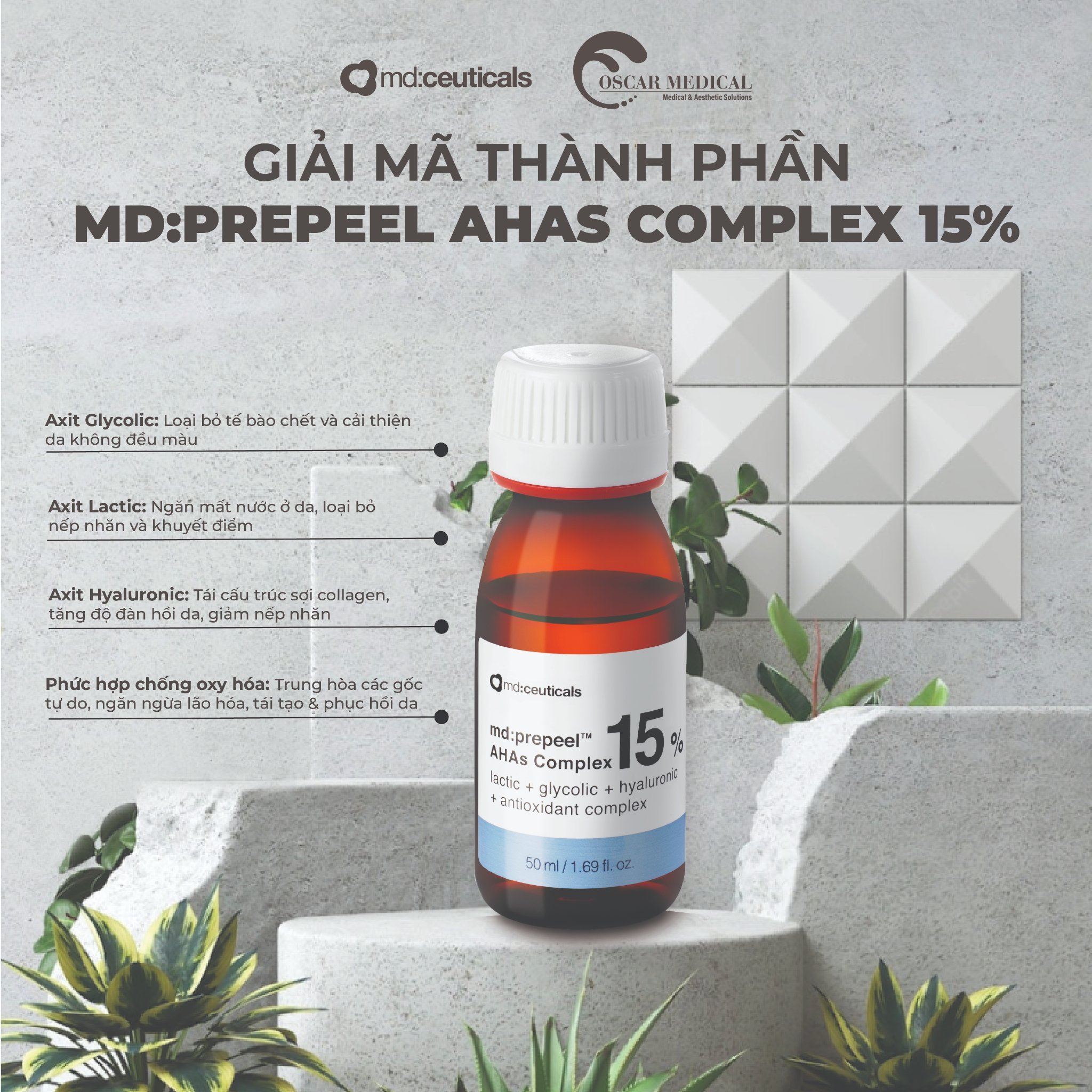 Md:ceuticals Md - AHAS Complex 15% - Tẩy tế bào chết Làm sáng và căng bóng da