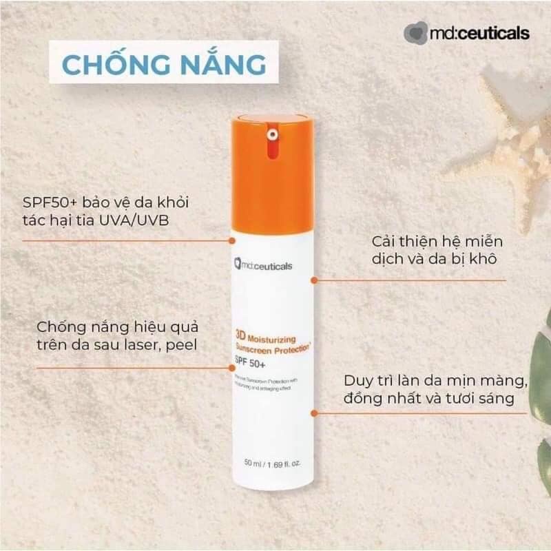 Md:ceuticals 3D Moisturizing Suncreeen Proctection SPF50+ - Kem chống nắng giữ ẩm sau thủ thuật bảo vệ da