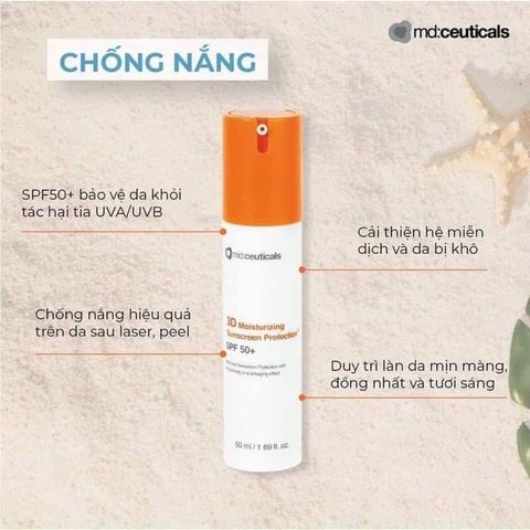 Md:ceuticals 3D Moisturizing Suncreeen Proctection SPF50+ - Kem chống nắng giữ ẩm sau thủ thuật bảo vệ da