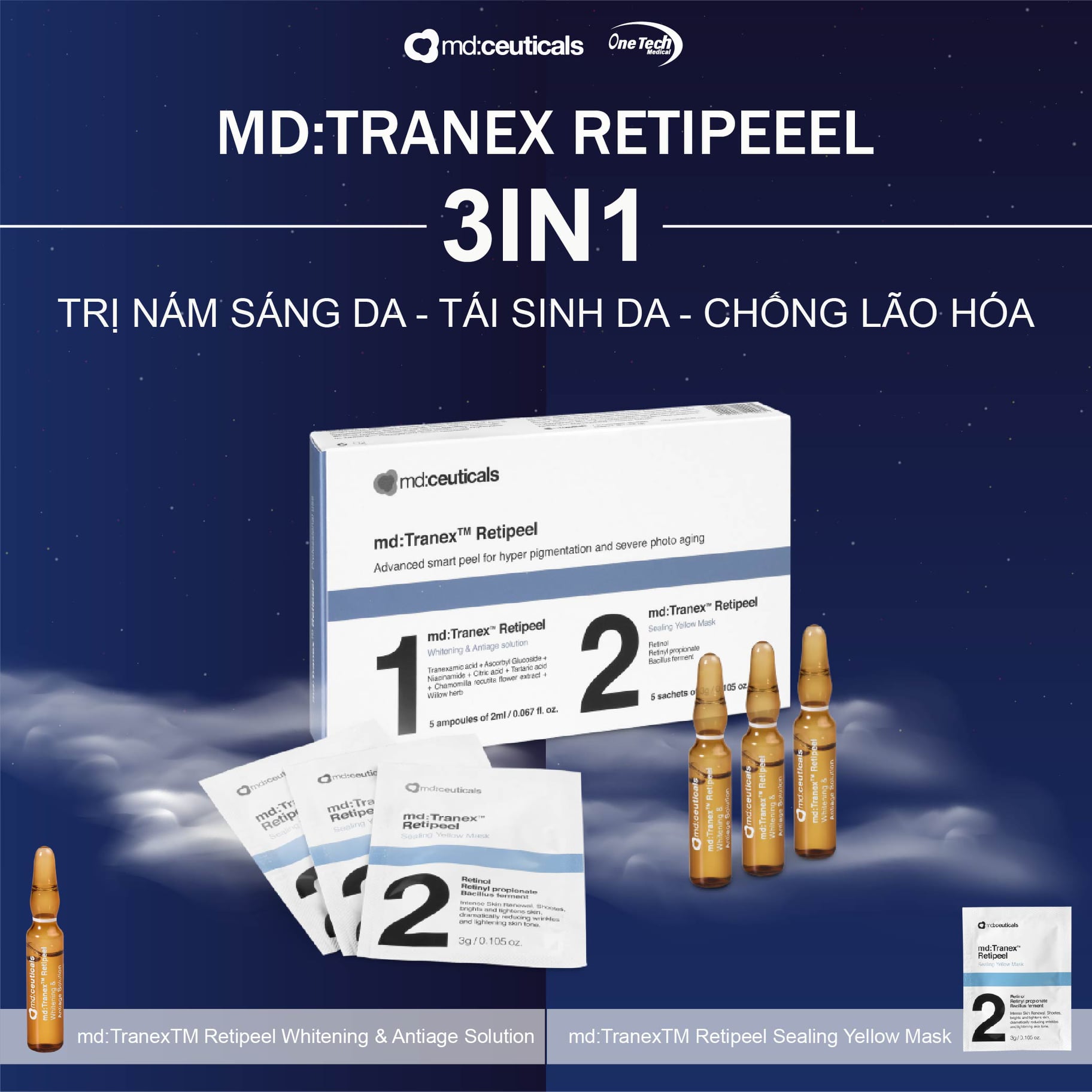 Md:Ceuticals Tranex Retipeel - Bộ Peel Thay Da Chuyên Nghiệp