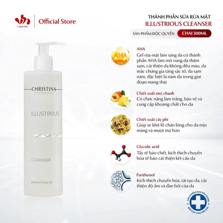 Christina Illustrious Cleanser - Sữa Rửa Mặt Hỗ Trợ Làm Sáng Da, Cải Thiện Thâm Sạm 300ml