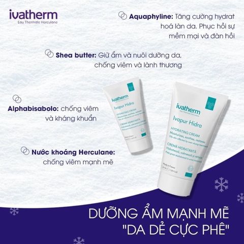 Kem dưỡng ẩm Ivatherm Ivapur Hidra Hydrating cho da dầu nhạy cảm, da mụn 40ml