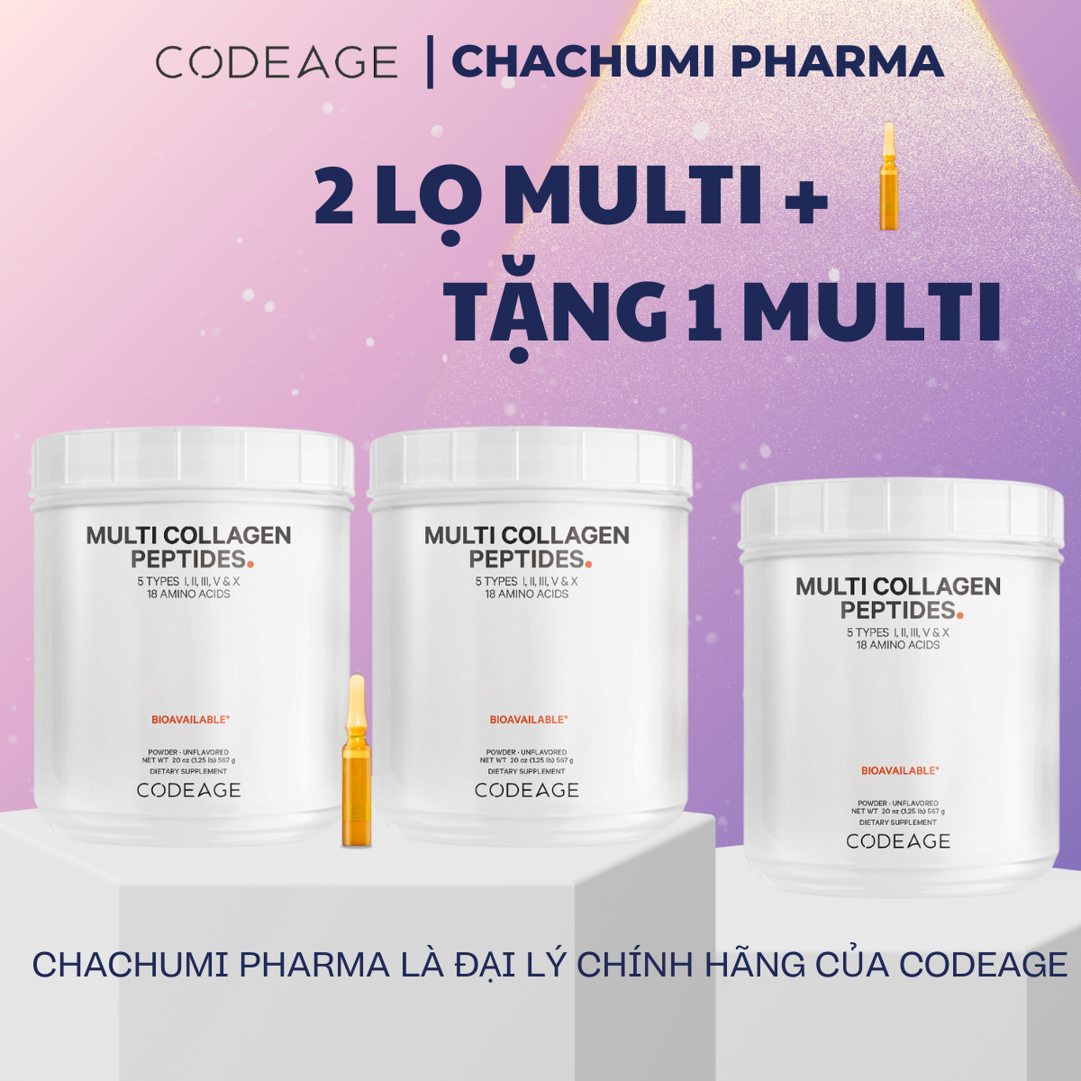 [2 MULTI, mtd TẶNG 1 MULTI] Bột Collagen Codeage Multi Collagen 567g Collagen Thủy Phân Trẻ Hóa Toàn Diện