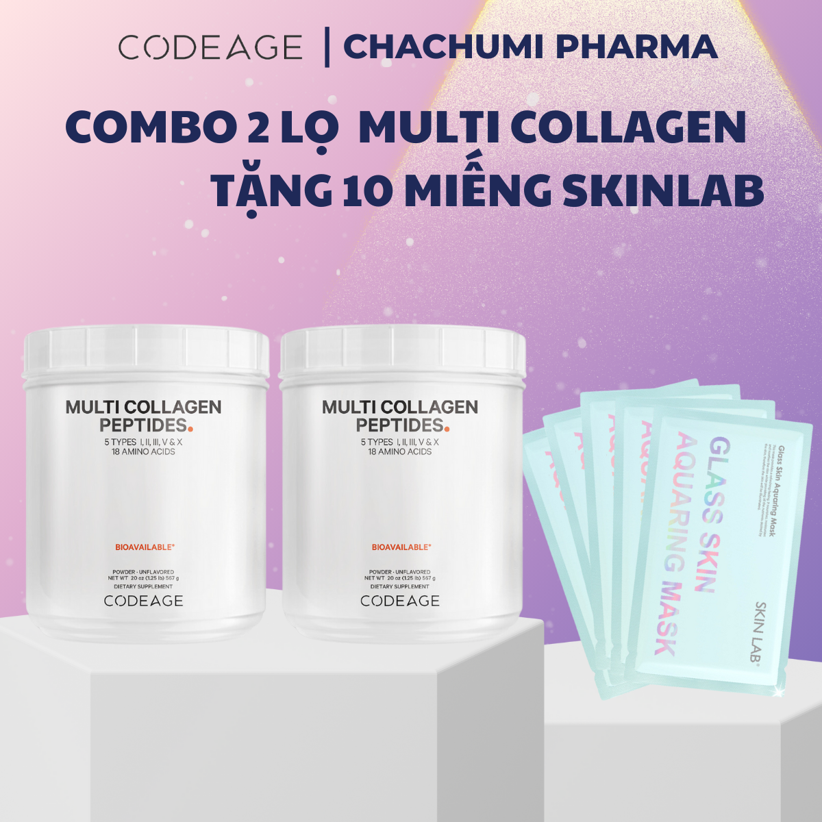 [2 MULTI, mtd TẶNG 1 MULTI] Bột Collagen Codeage Multi Collagen 567g Collagen Thủy Phân Trẻ Hóa Toàn Diện