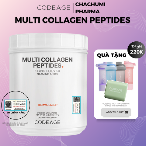 [2 MULTI, mtd TẶNG 1 MULTI] Bột Collagen Codeage Multi Collagen 567g Collagen Thủy Phân Trẻ Hóa Toàn Diện