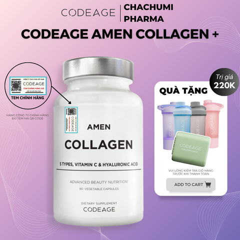 Codeage Amen Collagen+ - Viên Uống Làm Đẹp Bổ Sung Collagen, Vitamin C, HA 90 viên