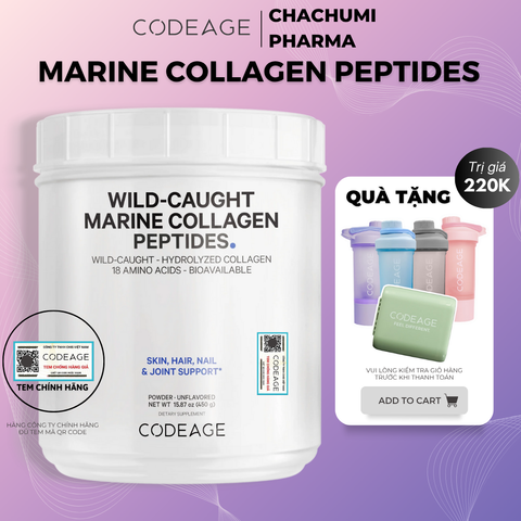 [2 MARINE, mtd TẶNG 1 MARINE] Bột Collagen Codeage Marine 450g Collagen Thủy Phân Giúp Trẻ Hóa Da, Móng, Tóc