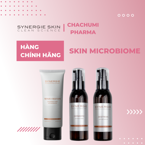 Synergie Skin Skin Microbiome Set – Dermiotic + Repair & Restore + De-Stress (Bộ cân bằng hệ vi sinh & phục hồi da nhạy cảm)