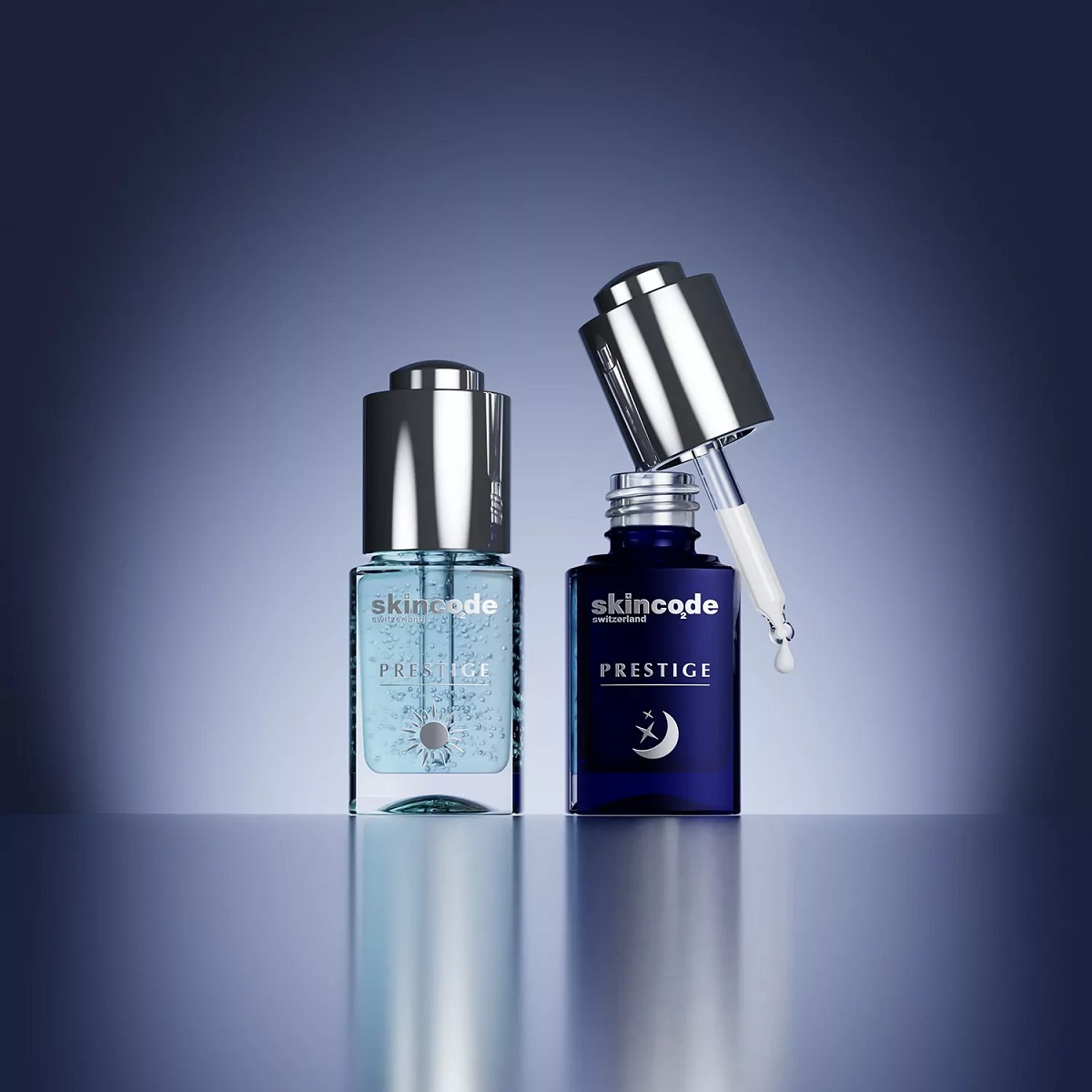 Skincode Prestige Skin Renaissance Ampoules - Bộ đôi Ampoules ngày và đêm ""Đảo chiều lão hóa"" khôi phục tuổi thanh xuân của làn da"