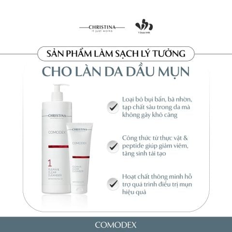 Christina Comodex Clean & Clear Cleanser - Sữa Rửa Mặt Làm Sạch Sâu Cho Da Dầu Mụn 250ml